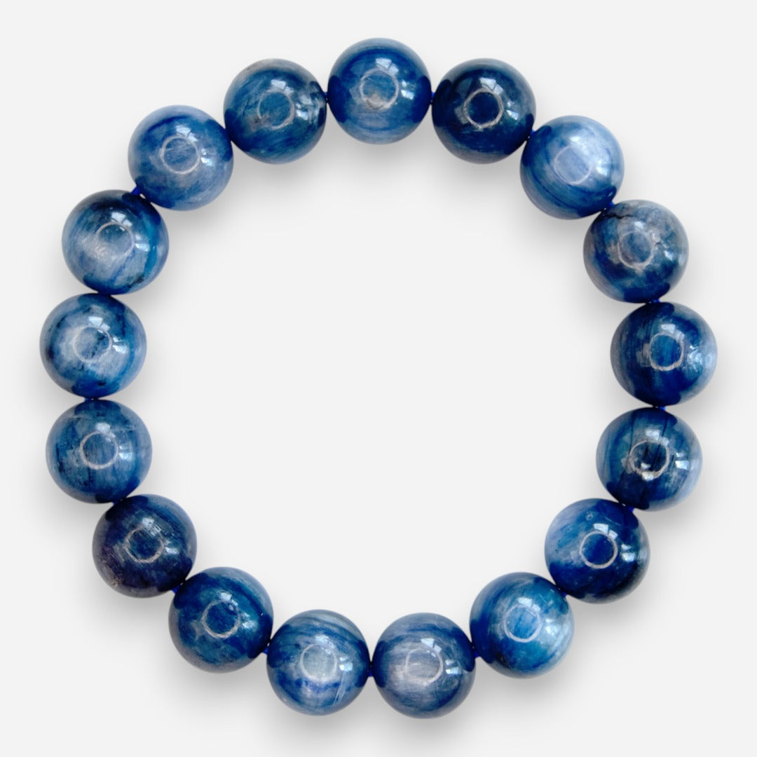 Kyanite 10mm Natural Gemstone Bracelet 6-9'' Elasticated with Box - Mystic Gems