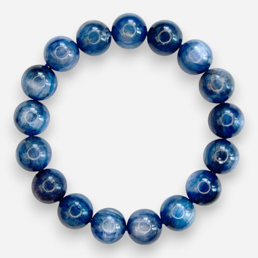 Kyanite 10mm Natural Gemstone Bracelet 6-9'' Elasticated with Box - Mystic Gems