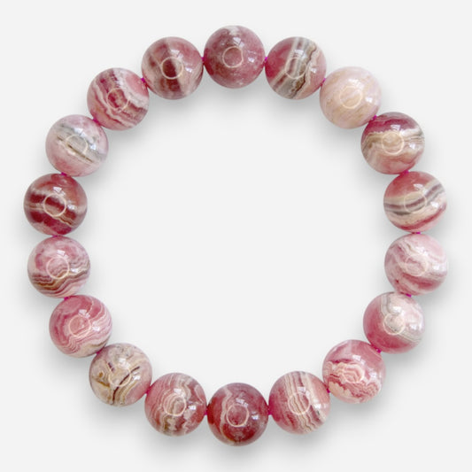 Rhodochrosite 10mm Natural Gemstone Bracelet 6-9'' Elasticated with Box - Mystic Gems