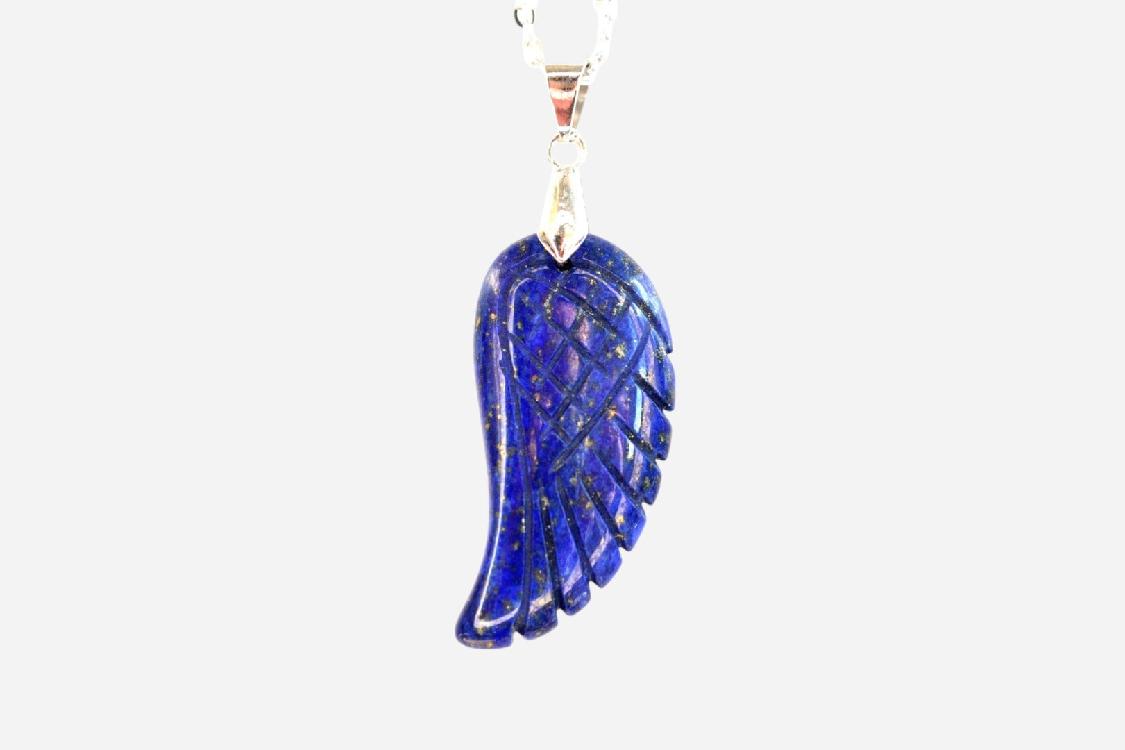 Lapis Lazuli Angel Wing Natural Gemstone Pendant Necklace 50cm with Pouch - Mystic Gems