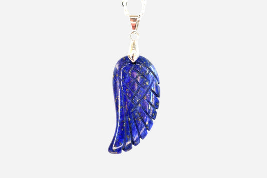 Lapis Lazuli Angel Wing Natural Gemstone Pendant Necklace 50cm with Pouch - Mystic Gems