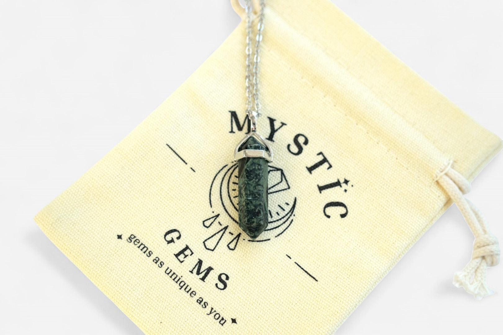 Kambaba Jasper Hexagonal Natural Gemstone Pendant Necklace 50cm with Pouch - Mystic Gems