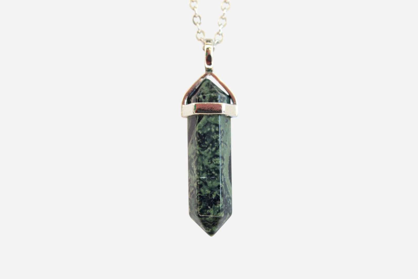 Kambaba Jasper Hexagonal Natural Gemstone Pendant Necklace 50cm with Pouch - Mystic Gems