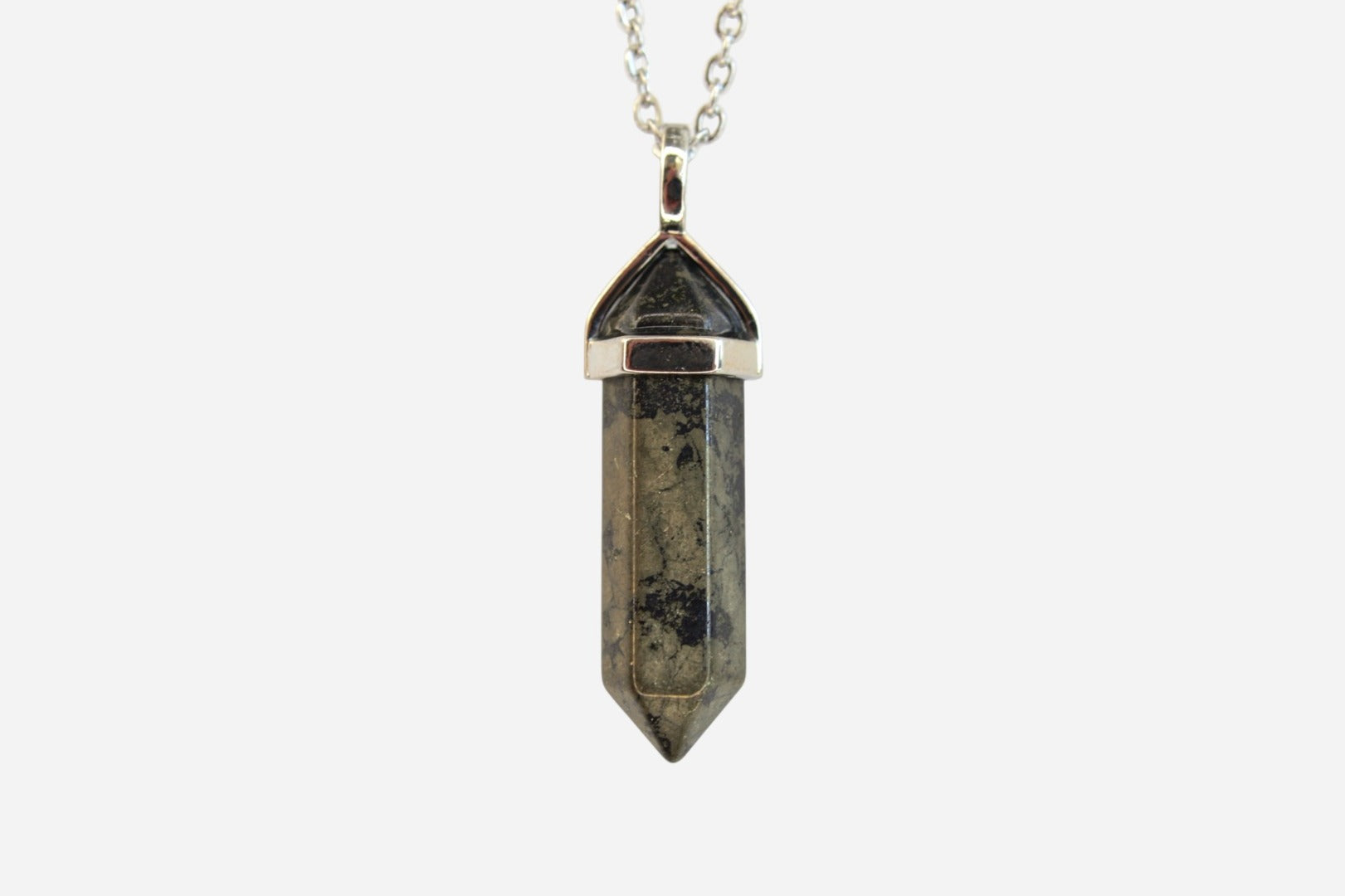 Pyrite Hexagonal Natural Gemstone Pendant Necklace 50cm with Pouch - Mystic Gems