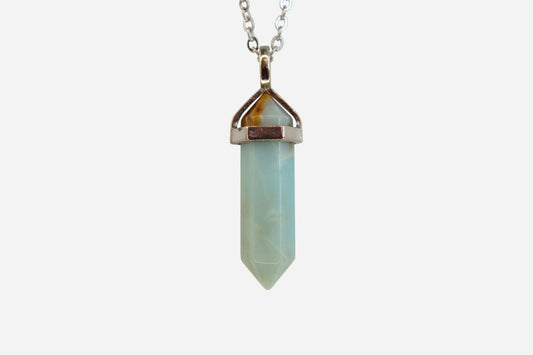 Amazonite Hexagonal Natural Gemstone Pendant Necklace 50cm with Pouch - Mystic Gems