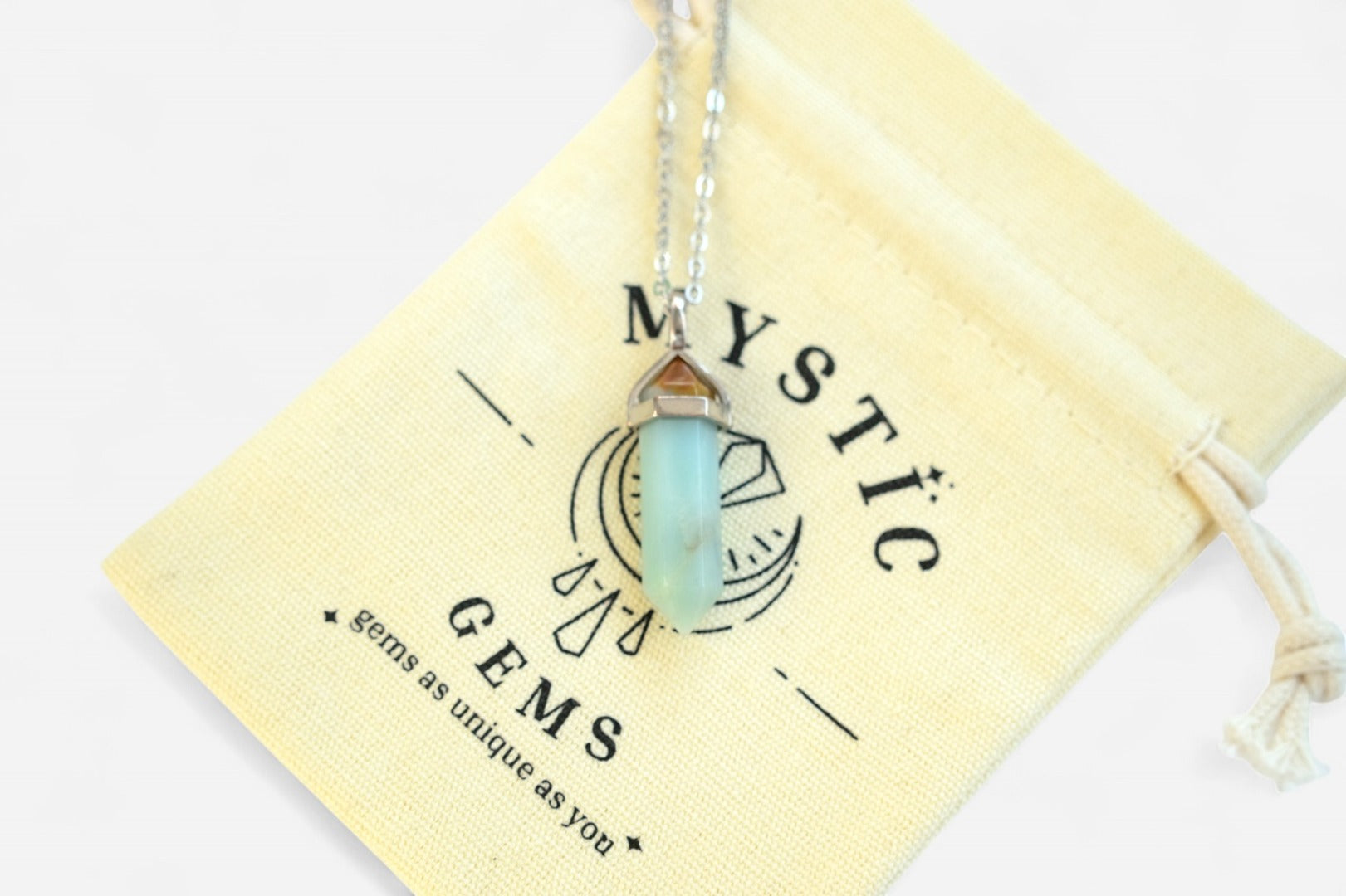 Amazonite Hexagonal Natural Gemstone Pendant Necklace 50cm with Pouch - Mystic Gems
