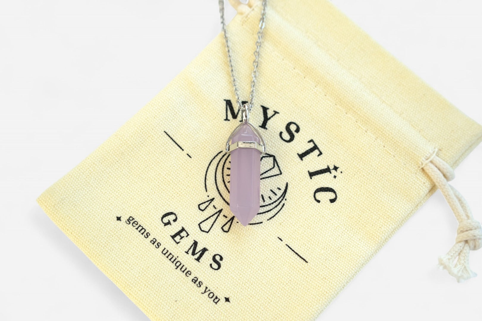 Purple Agate Hexagonal Natural Dyed Gemstone Pendant Necklace 50cm with Pouch - Mystic Gems