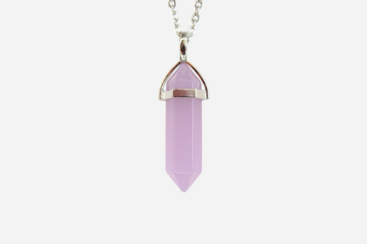 Purple Agate Hexagonal Natural Dyed Gemstone Pendant Necklace 50cm with Pouch - Mystic Gems