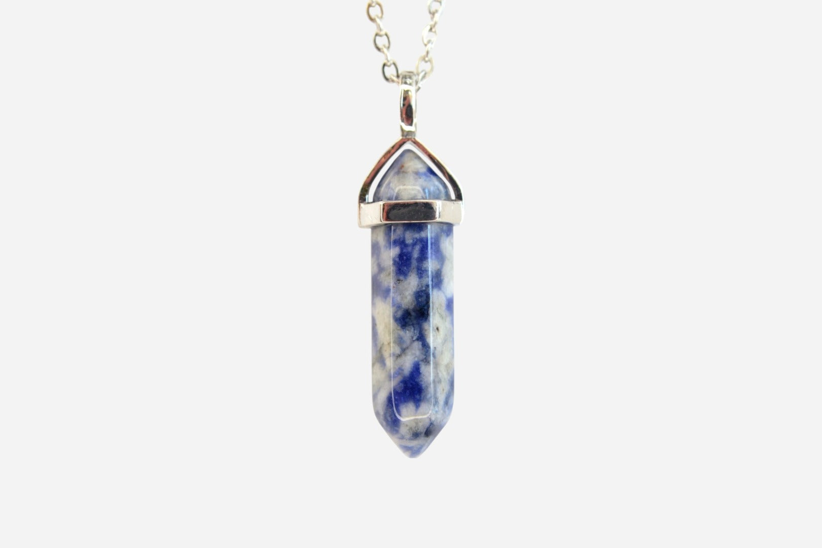 Light Sodalite Hexagonal Natural Gemstone Pendant Necklace 50cm with Pouch - Mystic Gems