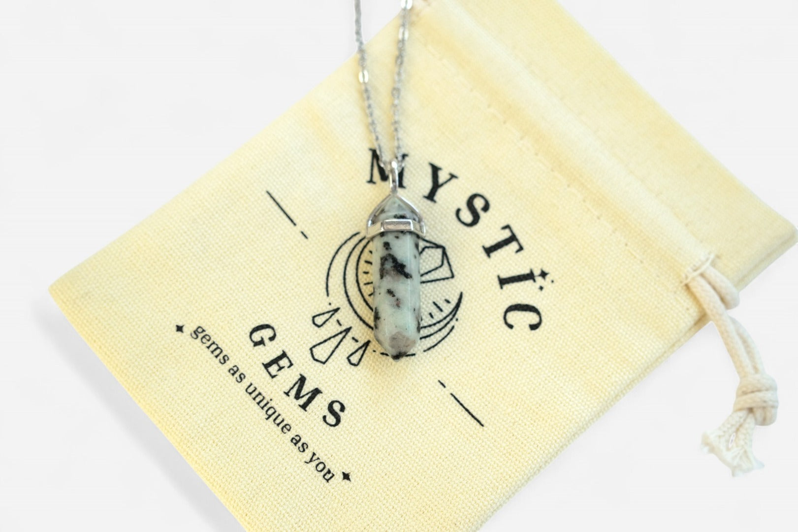 Sesame Jasper Hexagonal Natural Gemstone Pendant Necklace 50cm with Pouch - Mystic Gems