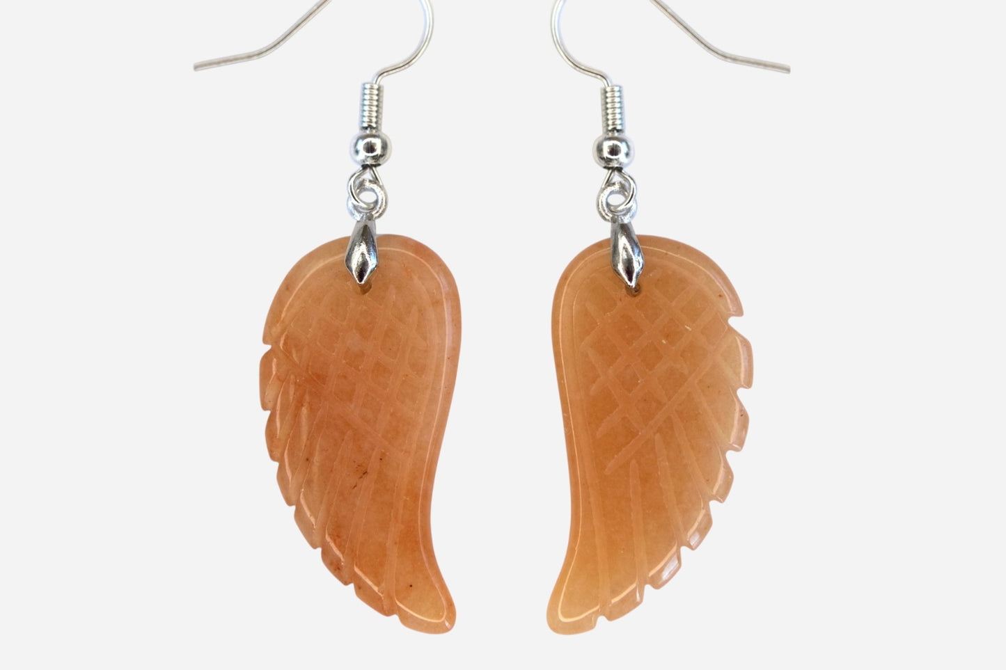 Red Aventurine Big Angel Wing Natural Gemstone Earrings with Pouch - Mystic Gems
