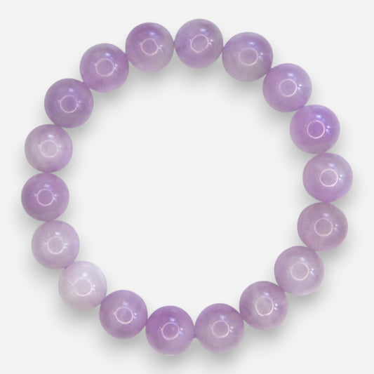 Kunzite 10mm Natural Gemstone Bracelet 6-9'' Elasticated with Box - Mystic Gems