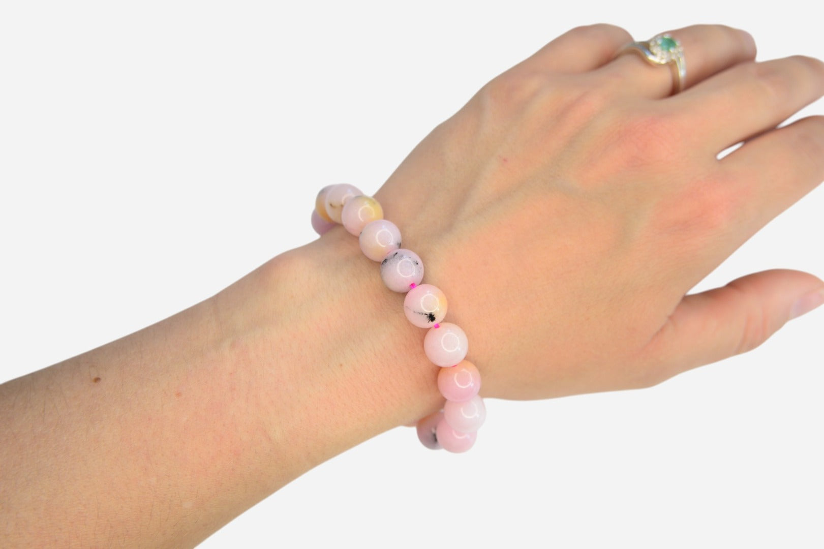 Pink Dendritic Agate 10mm Natural Gemstone Bracelet 6-9'' Elasticated with Box - Mystic Gems