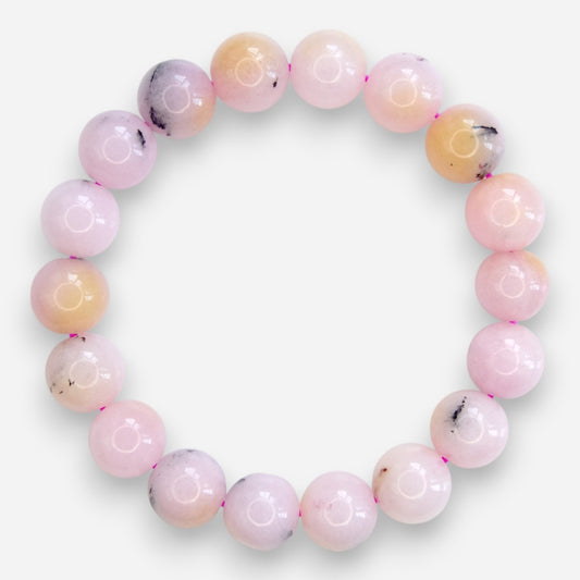 Pink Dendritic Agate 10mm Natural Gemstone Bracelet 6-9'' Elasticated with Box - Mystic Gems