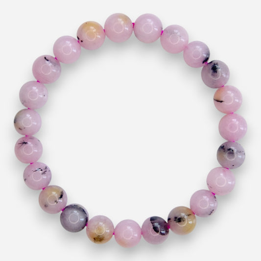 Pink Dendritic Agate 8mm Natural Gemstone Bracelet 6-9'' Elasticated with Box - Mystic Gems