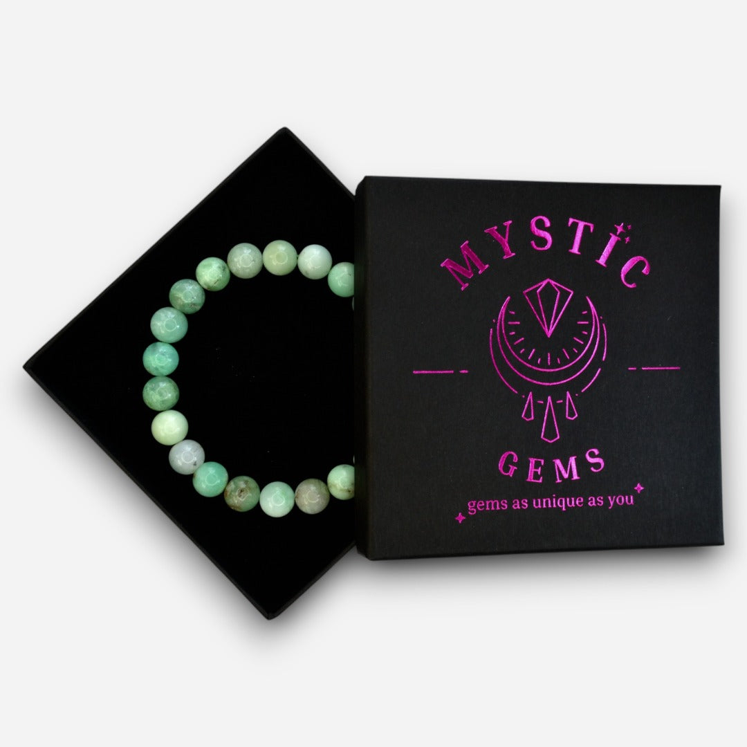 Chrysoprase 8mm Natural Gemstone Bracelet 6-9'' Elasticated with Box - Mystic Gems