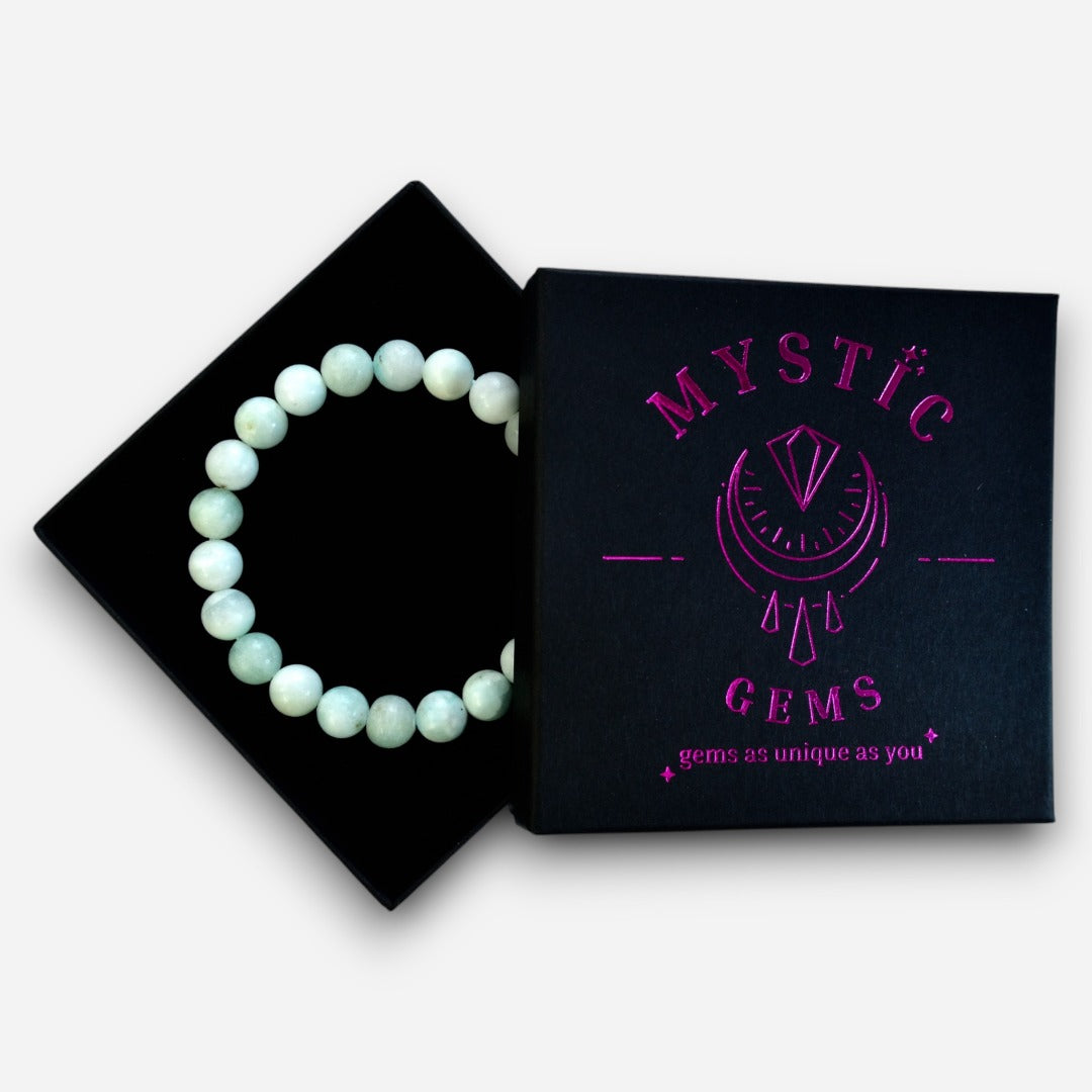 Hemimorphite 8mm Natural Gemstone Bracelet 6-9'' Elasticated with Box - Mystic Gems