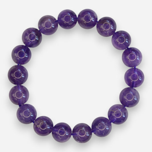 Amethyst 10mm Natural Gemstone Bracelet 6-9'' Elasticated with Box - Mystic Gems