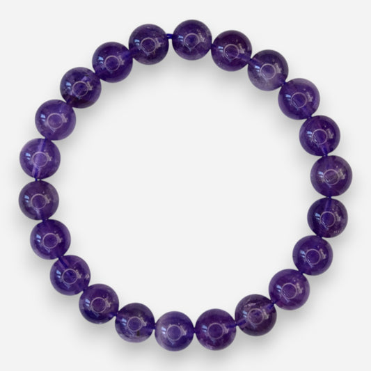 Amethyst 8mm Natural Gemstone Bracelet 6-9'' Elasticated with Box - Mystic Gems