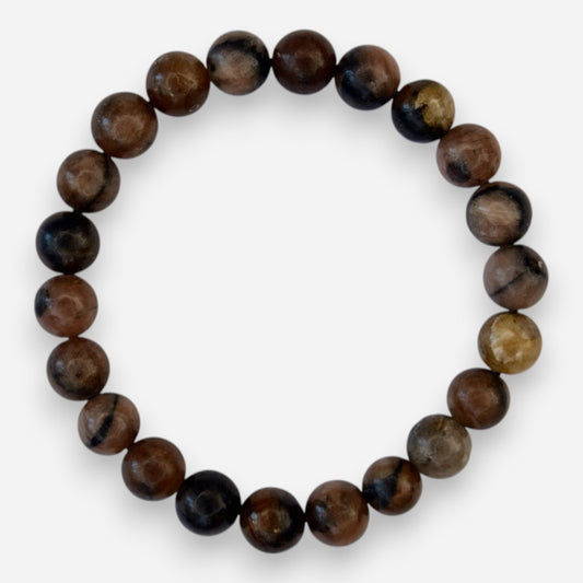 Chiastolite 8mm Natural Gemstone Bracelet 6-9'' Elasticated with Box - Mystic Gems