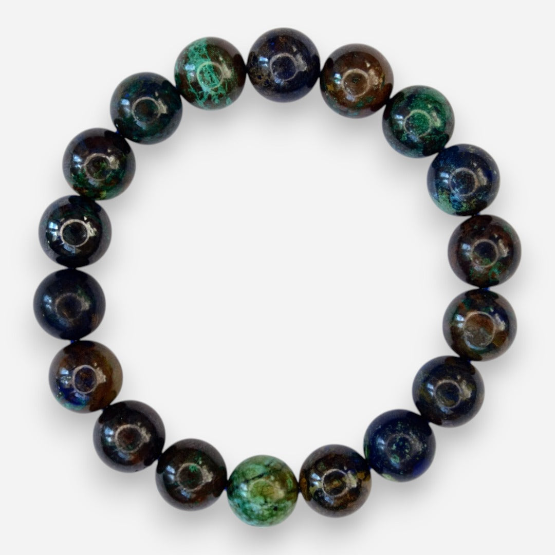 Azurite 10mm Natural Gemstone Bracelet 6-9'' Elasticated with Box - Mystic Gems