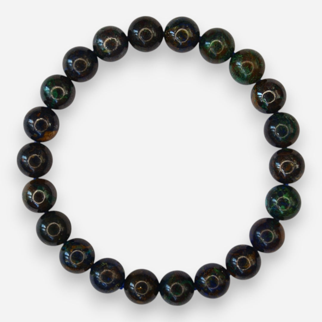 Azurite 8mm Natural Gemstone Bracelet 6-9'' Elasticated with Box - Mystic Gems