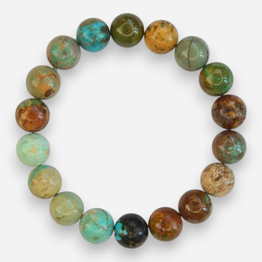 Hubei Turquoise 10mm Natural Gemstone Bracelet 6-9'' Elasticated with Box - Mystic Gems