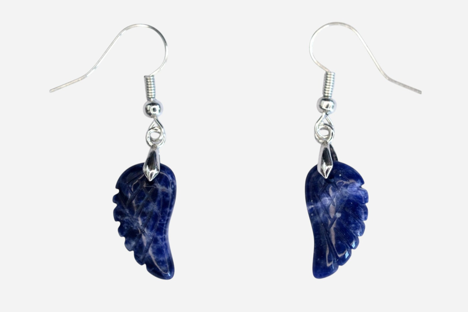 Sodalite Small Angel Wing Natural Gemstone Earrings with Pouch - Mystic Gems