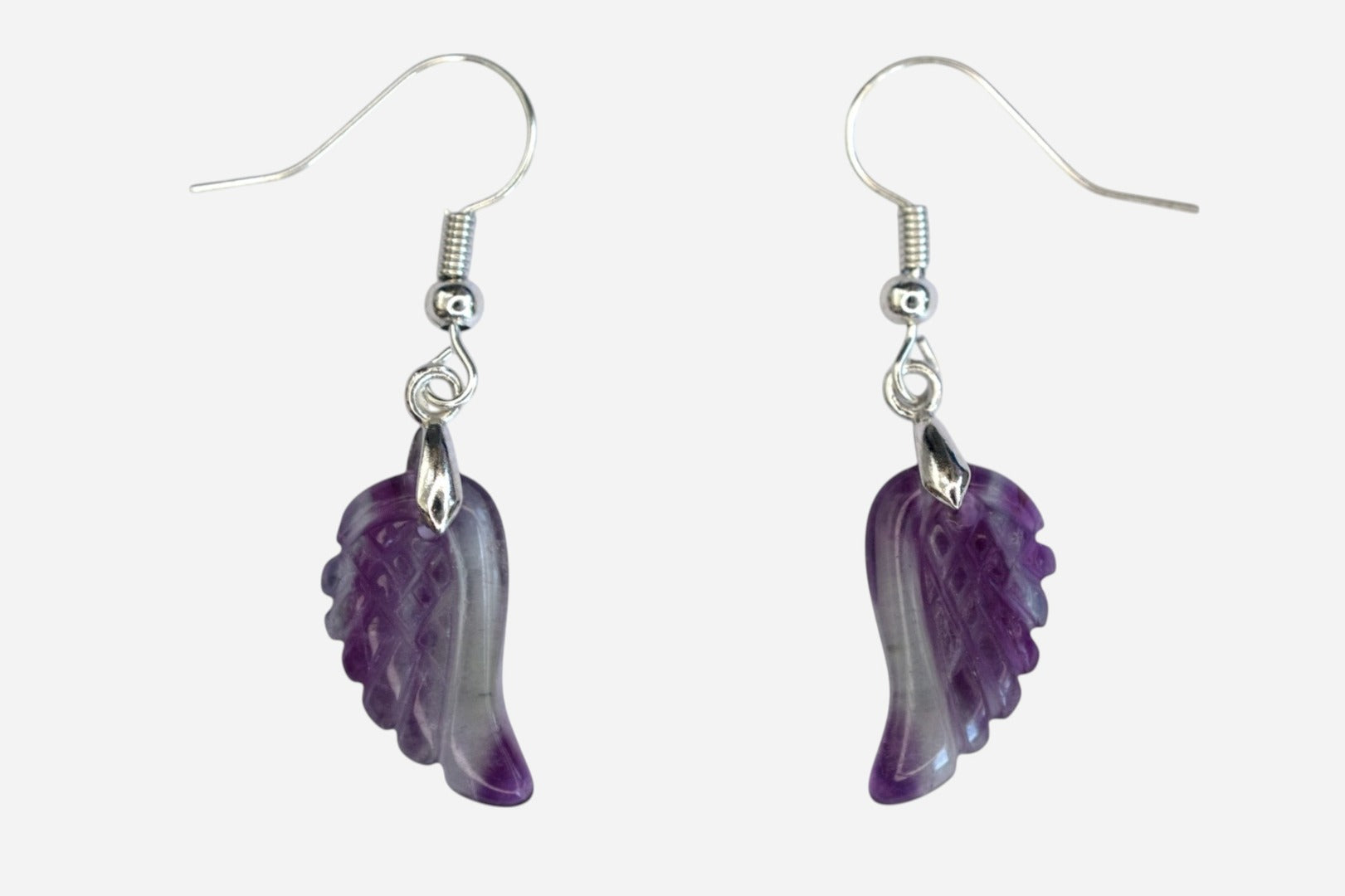 Multi Fluorite Small Angel Wing Natural Gemstone Earrings with Pouch - Mystic Gems