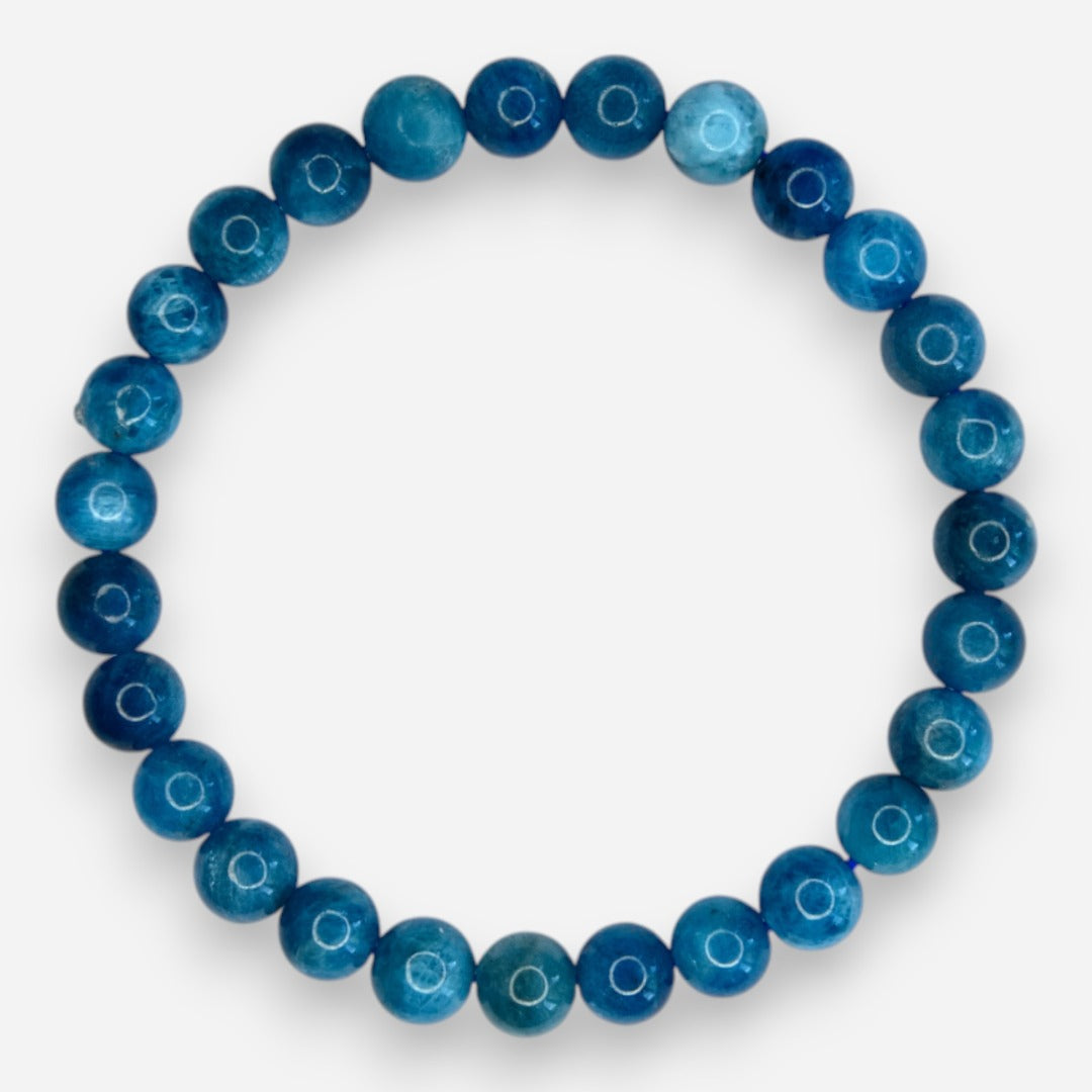 Apatite 6mm Natural Gemstone Bracelet 6-9'' Elasticated with Box - Mystic Gems