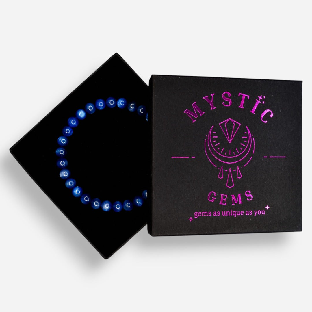 Kyanite 6mm Natural Gemstone Bracelet 6-9'' Elasticated with Box - Mystic Gems