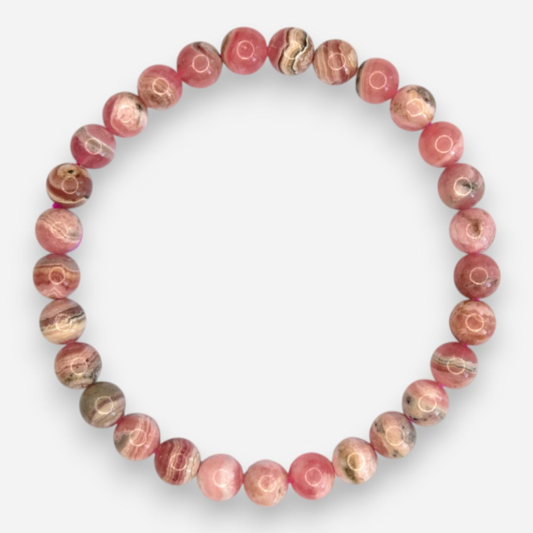 Rhodochrosite 6mm Natural Gemstone Bracelet 6-9'' Elasticated with Box - Mystic Gems