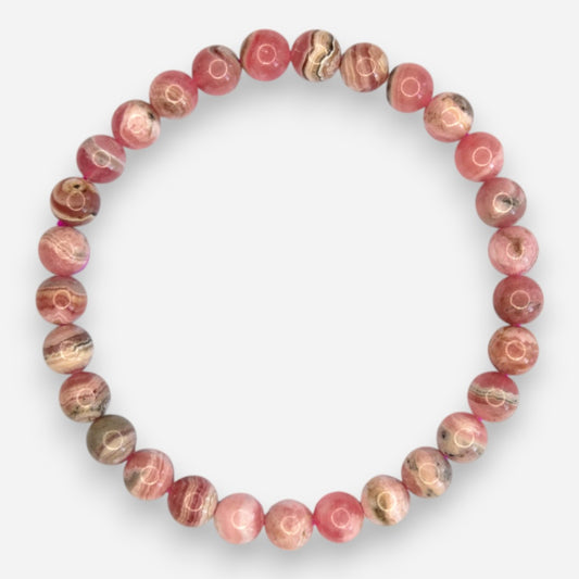 Rhodochrosite 6mm Natural Gemstone Bracelet 6-9'' Elasticated with Box - Mystic Gems