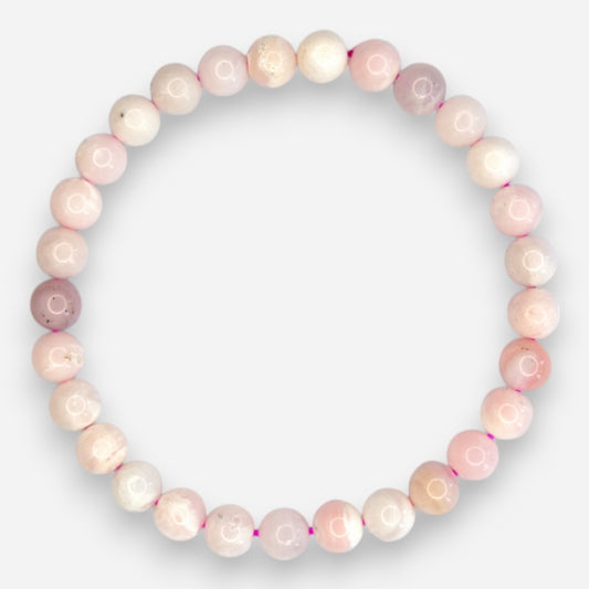 Pink Opal 6mm Natural Gemstone Bracelet 6-9'' Elasticated with Box - Mystic Gems