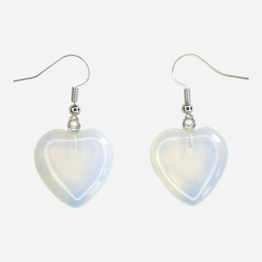 Opalite Heart Manmade Gemstone Earrings with Pouch