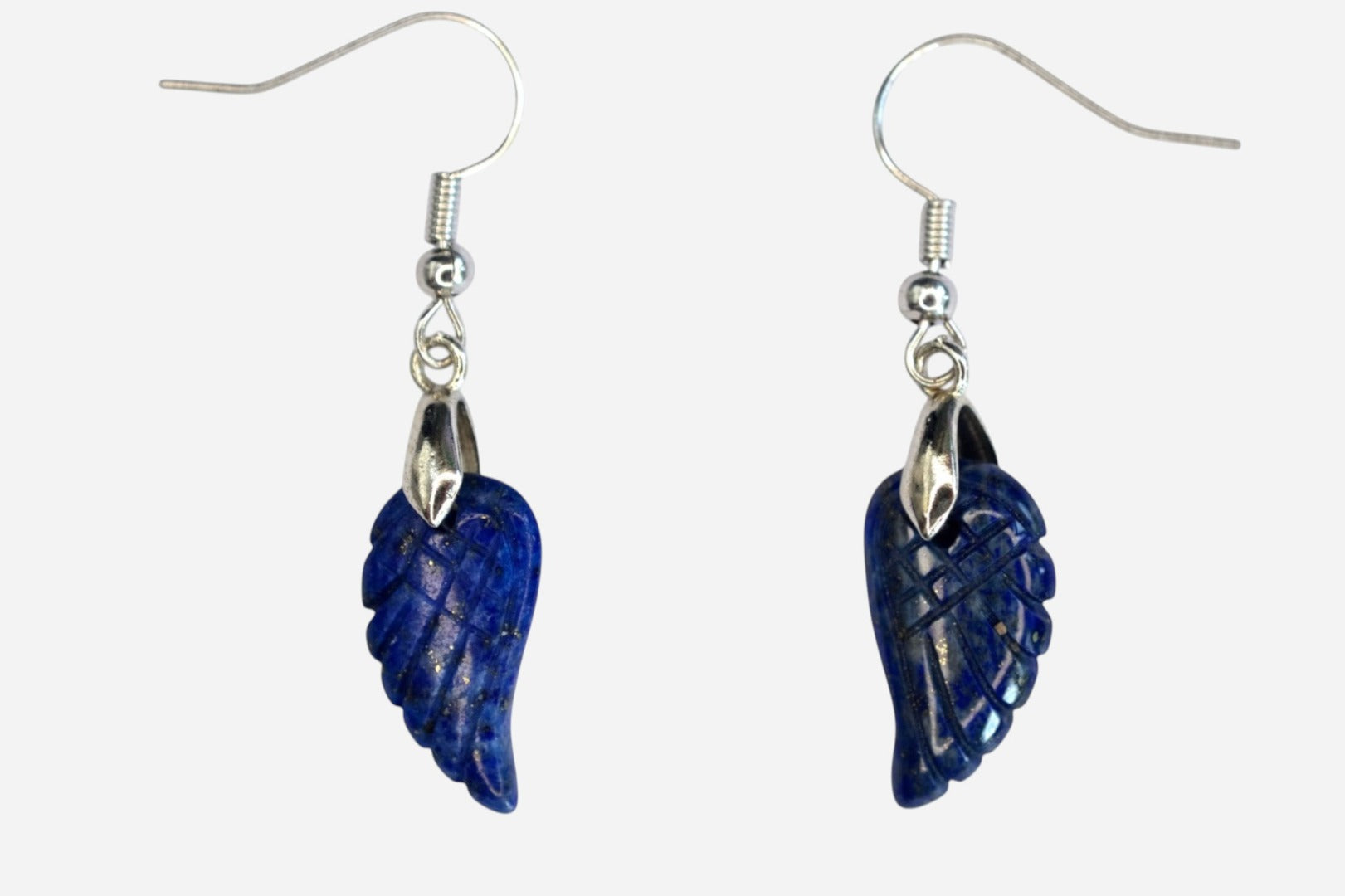 Lapis Lazuli Small Angel Wing Natural Gemstone Earrings with Pouch - Mystic Gems