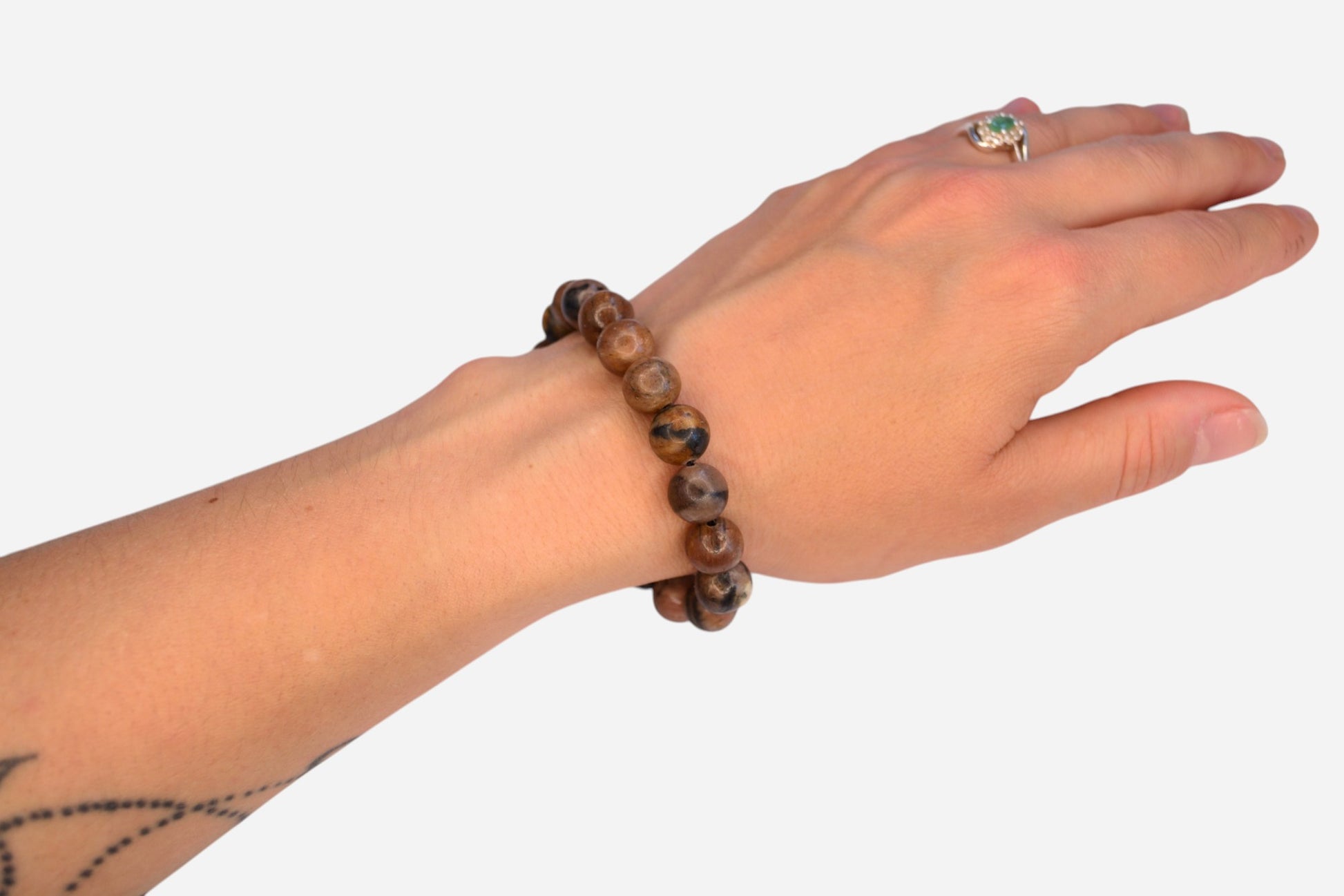 Chiastolite 10mm Natural Gemstone Bracelet 6-9'' Elasticated with Box - Mystic Gems