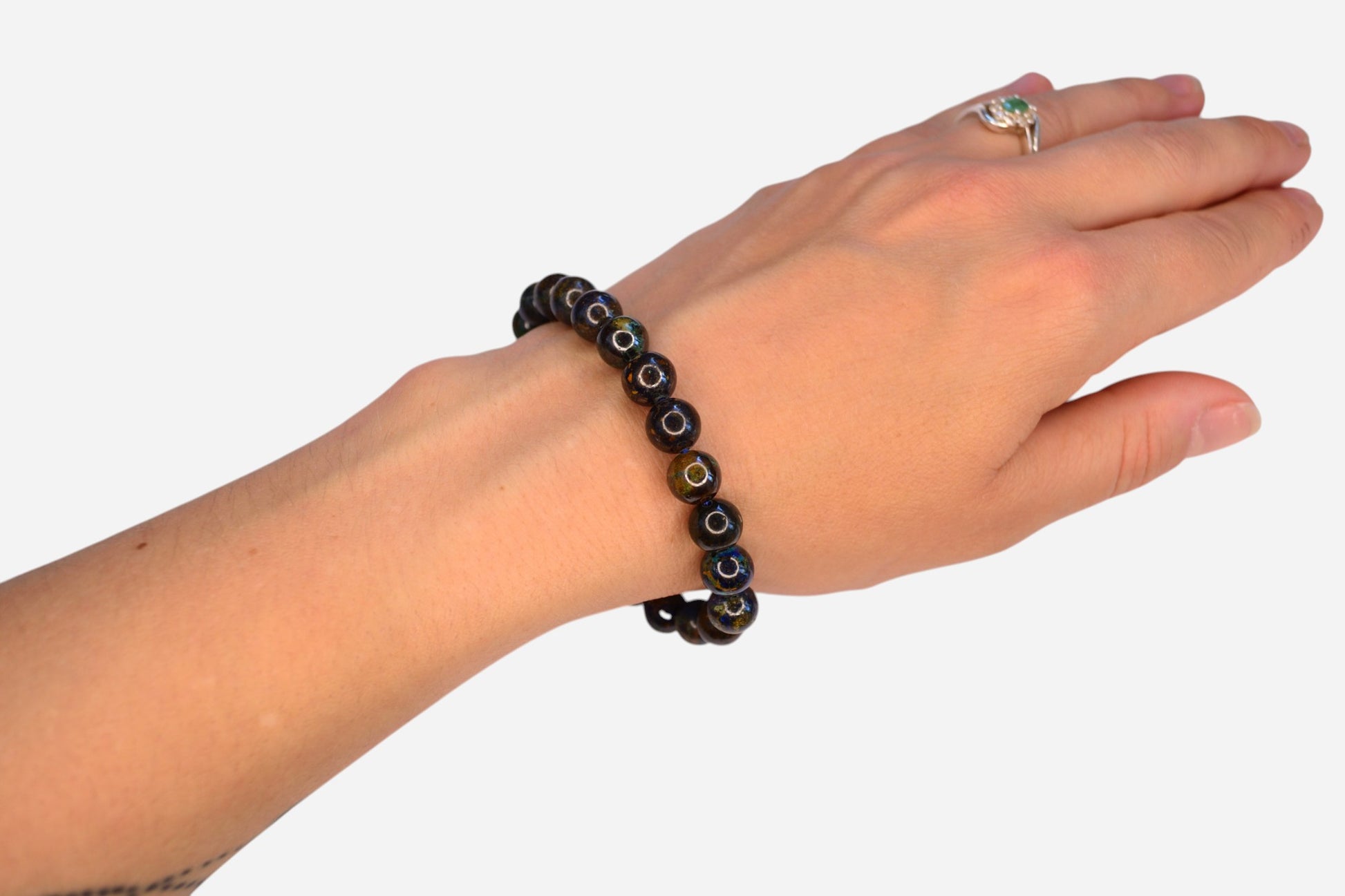 Azurite 8mm Natural Gemstone Bracelet 6-9'' Elasticated with Box - Mystic Gems