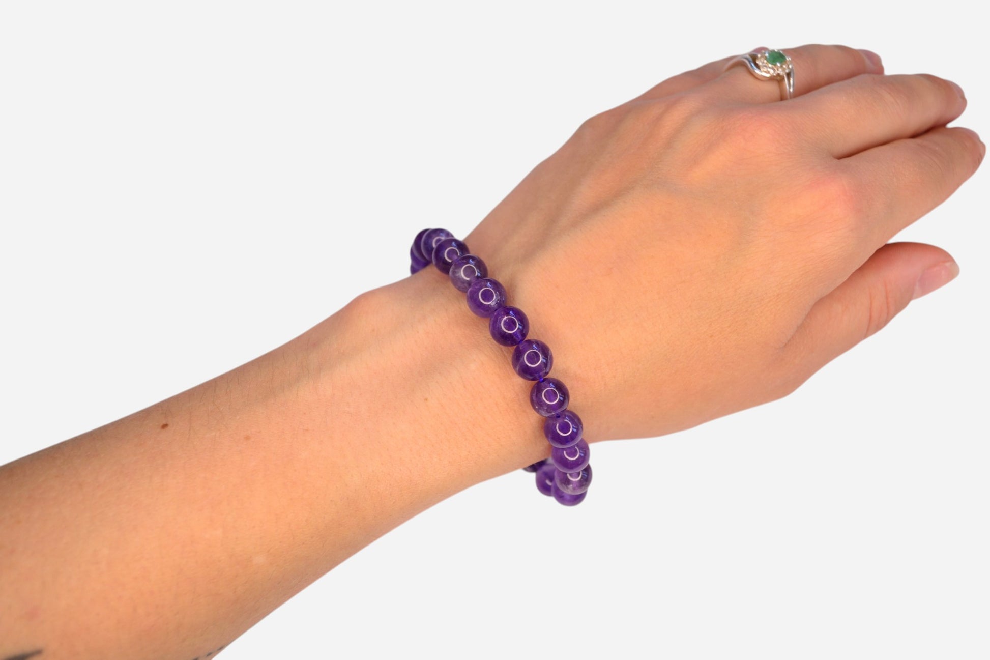 Amethyst 8mm Natural Gemstone Bracelet 6-9'' Elasticated with Box - Mystic Gems