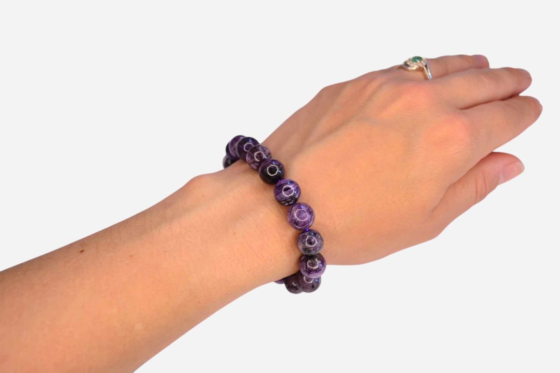 Charoite 10mm Natural Gemstone Bracelet 6-9'' Elasticated with Box - Mystic Gems