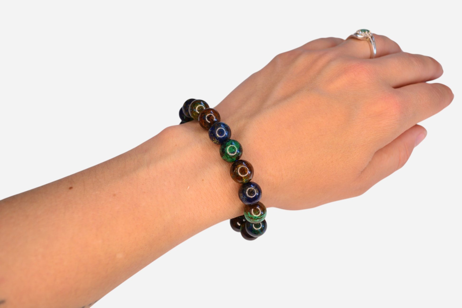 Azurite 10mm Natural Gemstone Bracelet 6-9'' Elasticated with Box - Mystic Gems