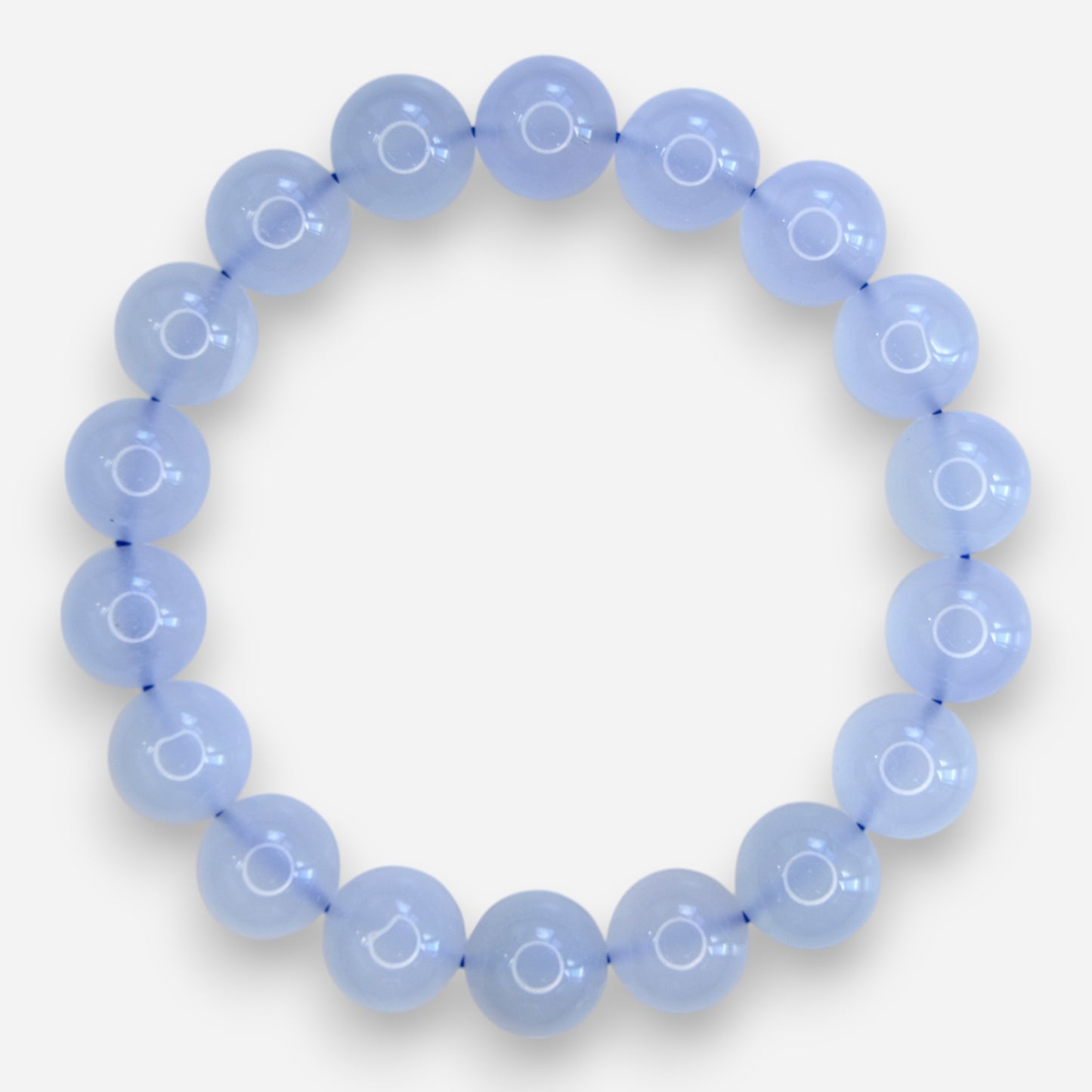 Blue Chalcedony 10mm Natural Gemstone Bracelet 6-9'' Elasticated with Box - Mystic Gems