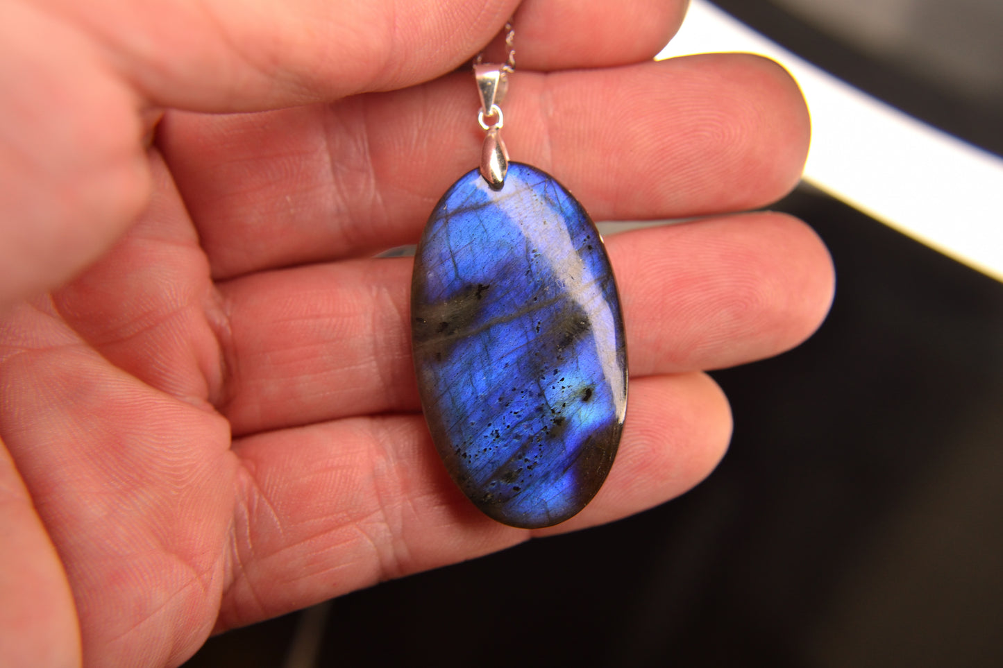MYSTIC GEMS One of a Kind Blue Fire Labradorite Pendant Necklace 925 Sterling Silver MG20262234