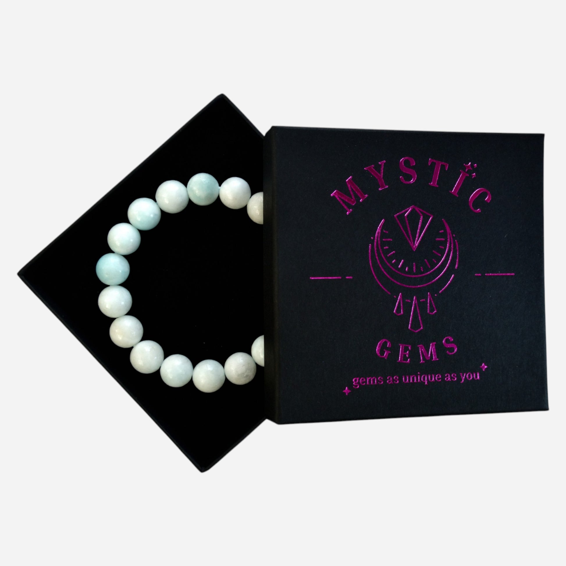 Hemimorphite 10mm Natural Gemstone Bracelet 6-9'' Elasticated with Box - Mystic Gems