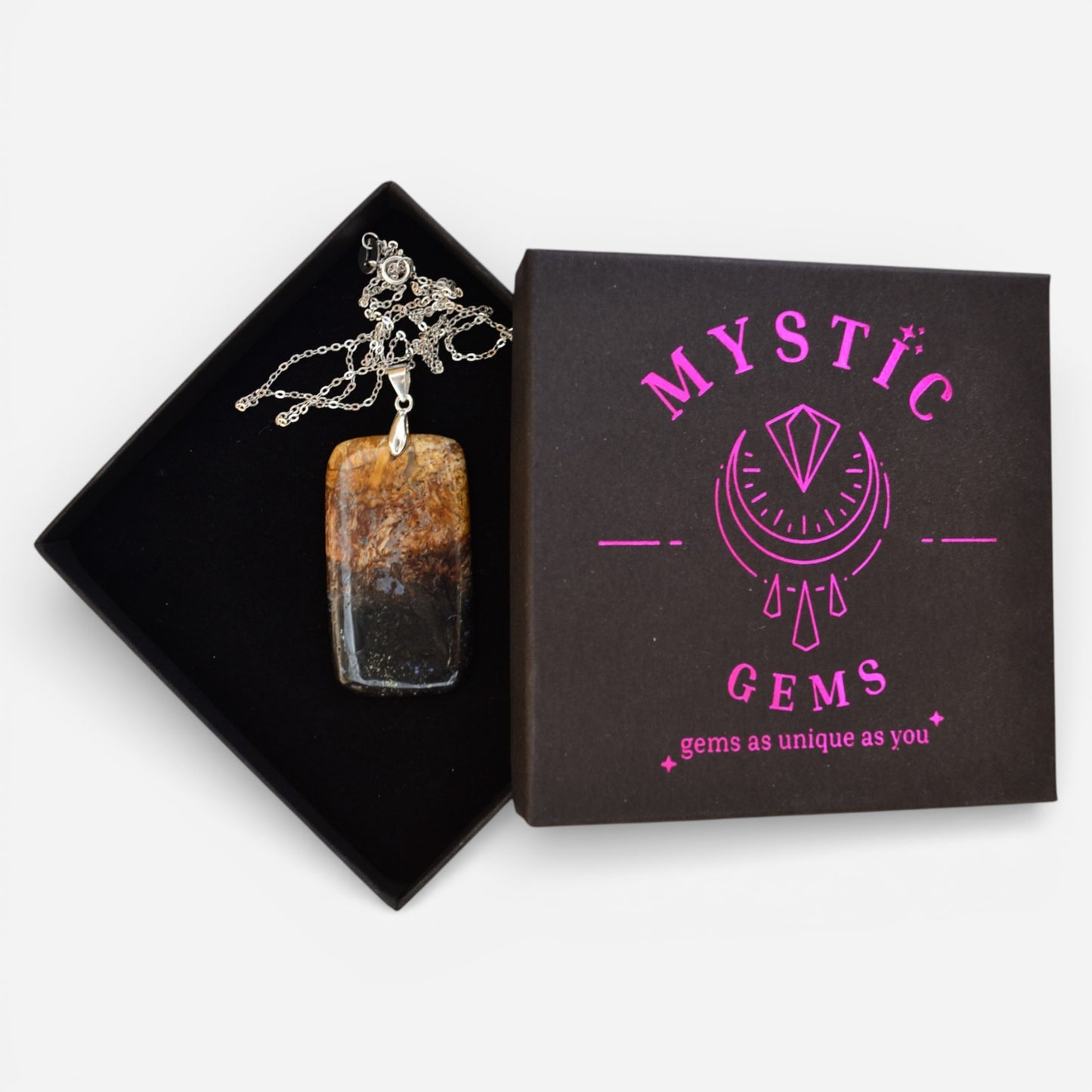 MYSTIC GEMS One of a Kind Palm Root Agate Pendant Necklace 925 Sterling Silver MG20262204 - Mystic Gems