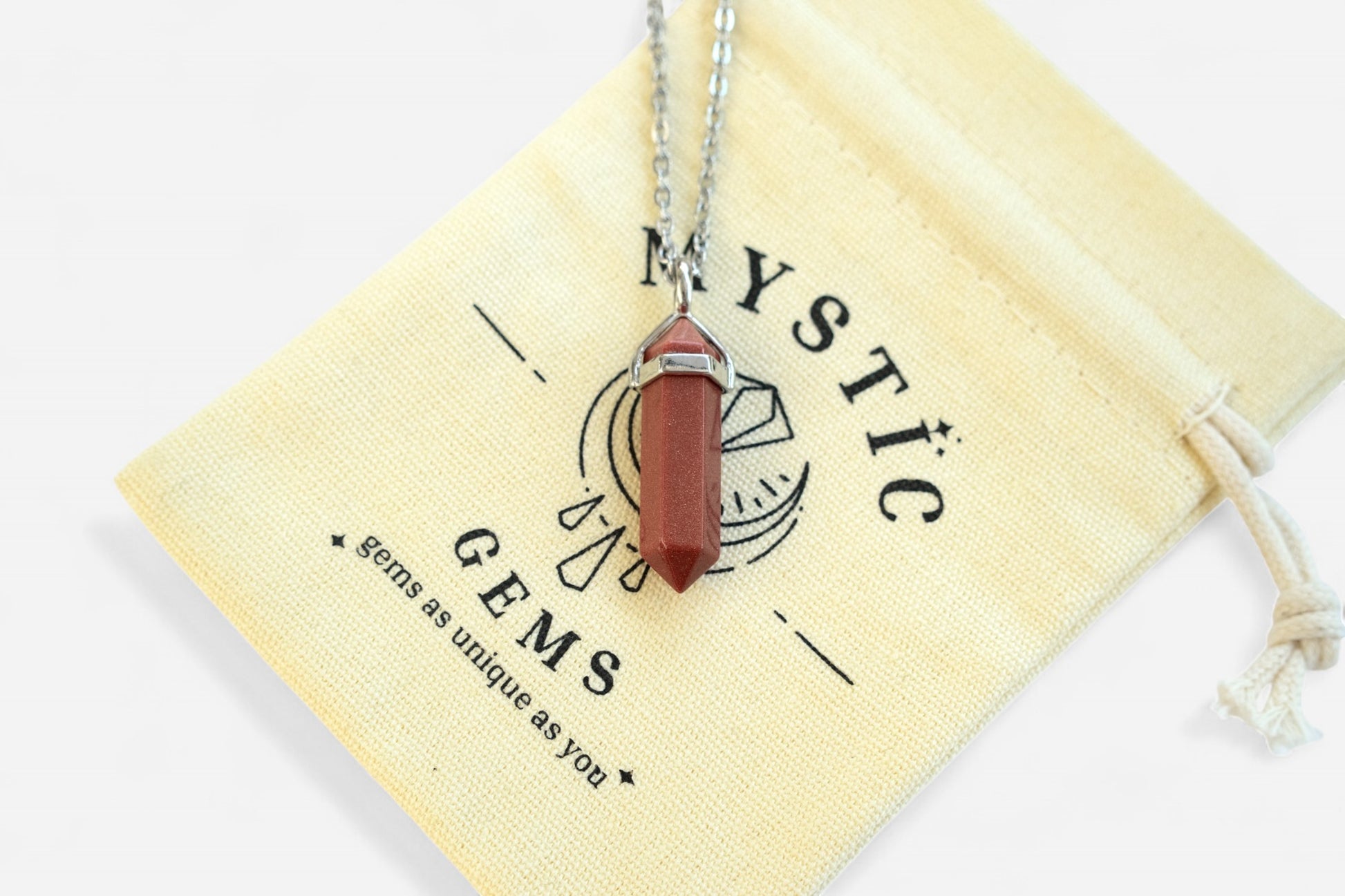 Goldstone Hexagonal Manmade Gemstone Pendant Necklace 50cm with Pouch - Mystic Gems