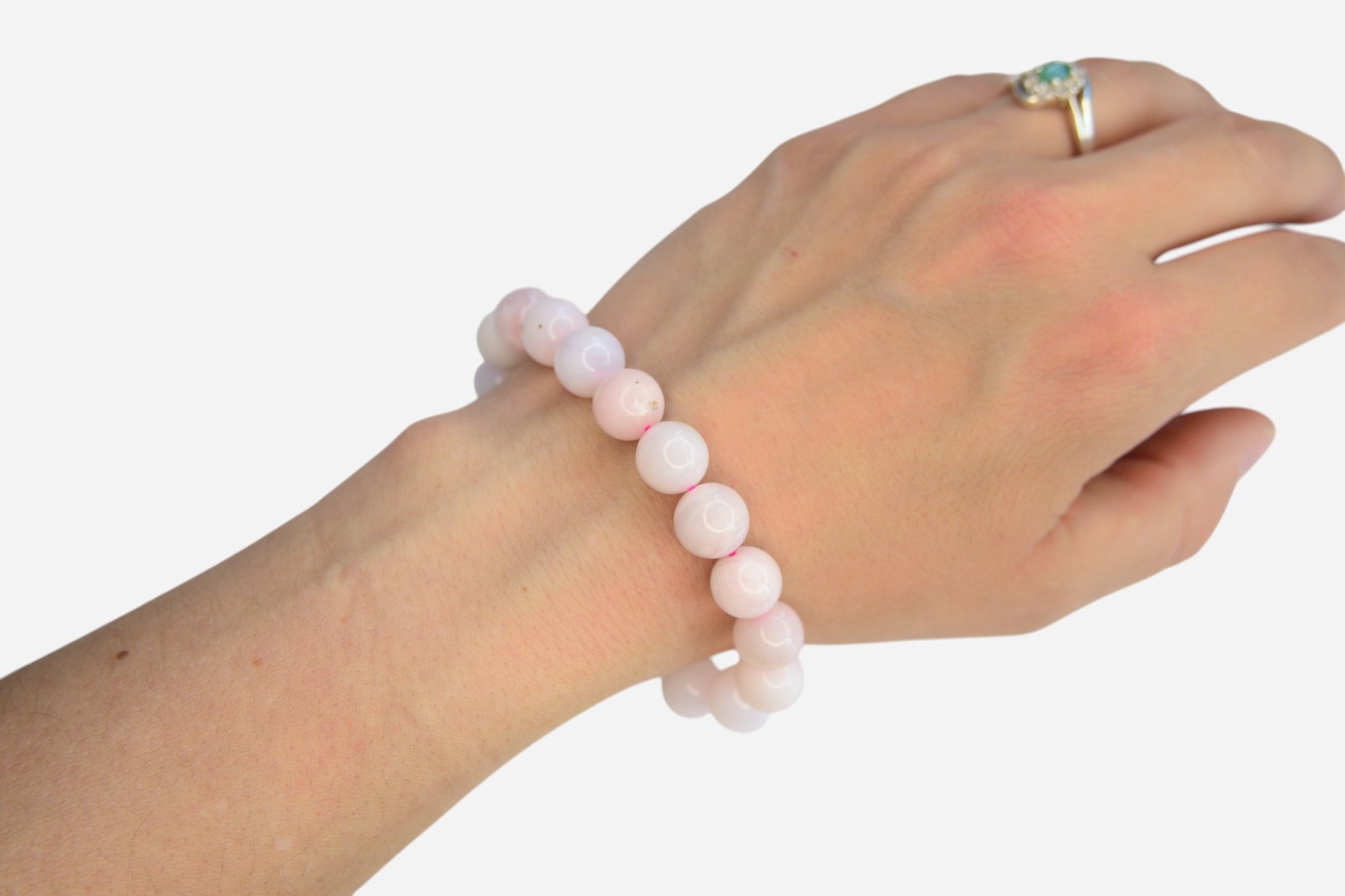 Pink Opal 10mm Natural Gemstone Bracelet 6-9'' Elasticated with Box - Mystic Gems