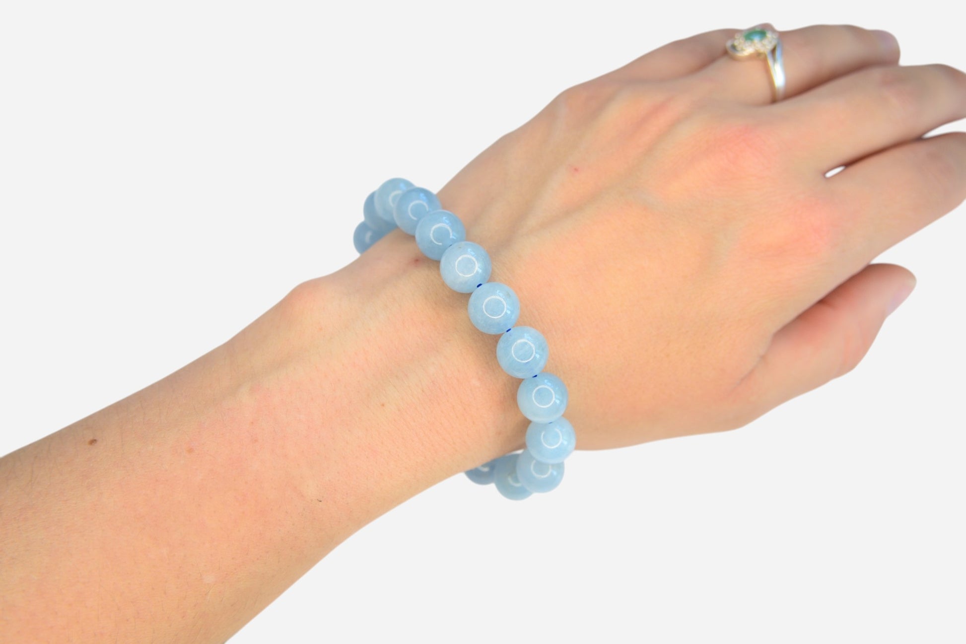 Aquamarine 10mm Natural Gemstone Bracelet 6-9'' Elasticated with Box - Mystic Gems