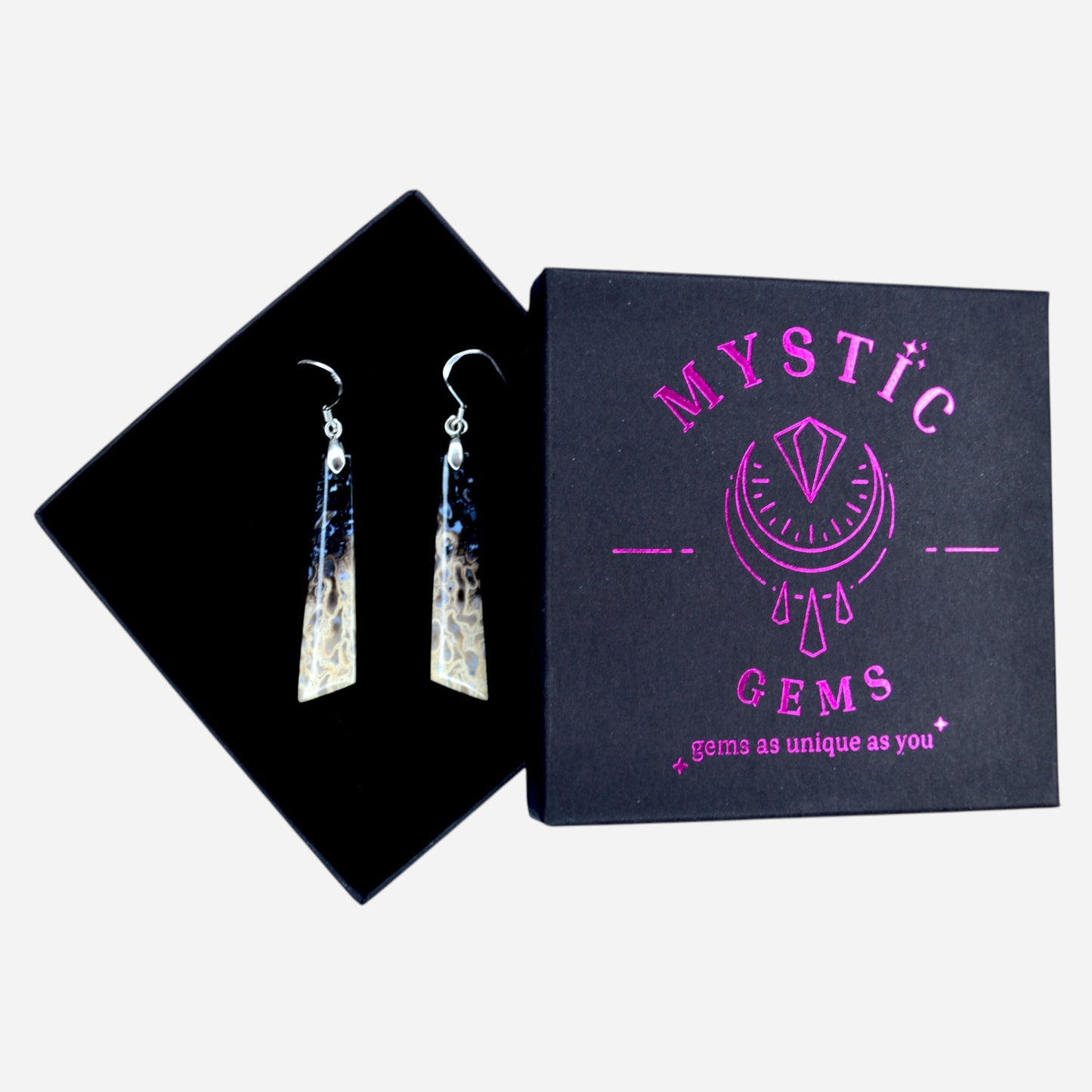 MYSTIC GEMS One of a Kind Palm Root Agate Earrings 925 Sterling Silver MG2026202 - Mystic Gems