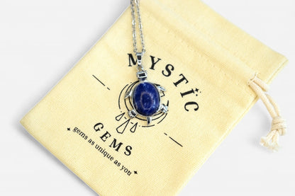 Sodalite Turtle Natural Gemstone Pendant Necklace 50cm with Pouch - Mystic Gems